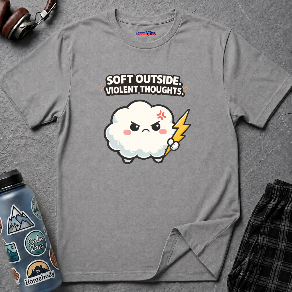 "Soft Outside. Violent Thoughts" Angry Cloud T-Shirt