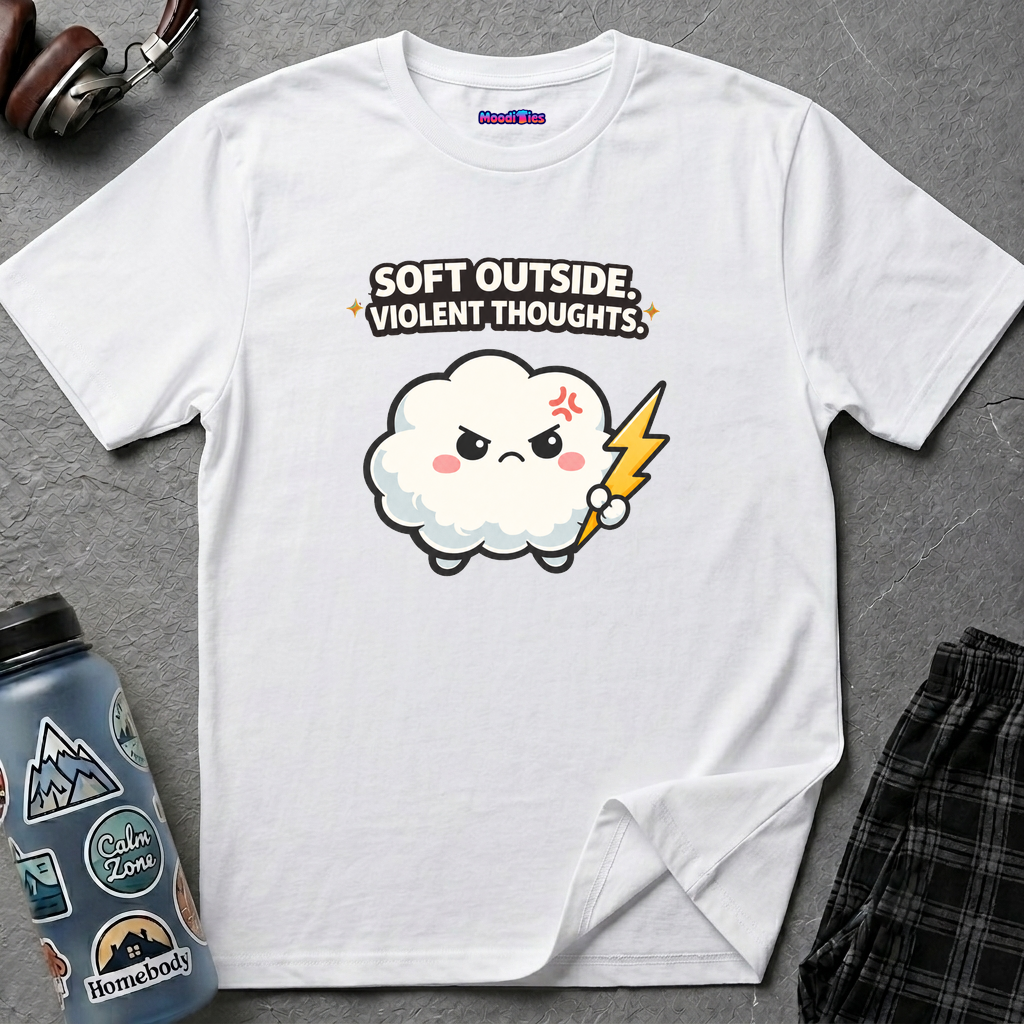 "Soft Outside. Violent Thoughts" Angry Cloud T-Shirt
