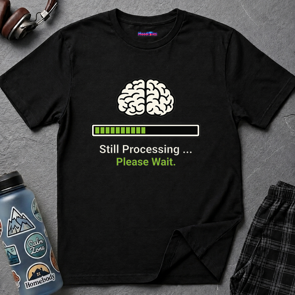 Text "Still Processing ... Please Wait" with brain and progress bar graphics