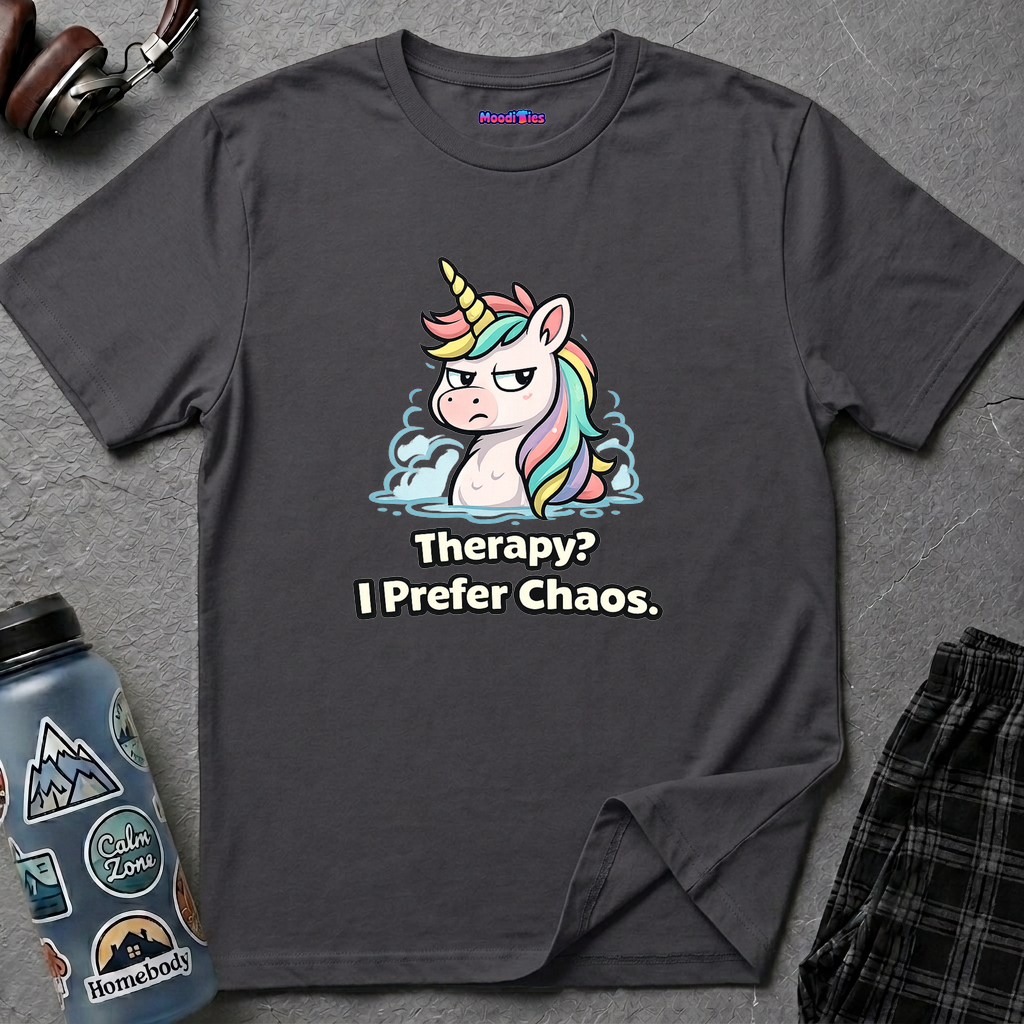 "Therapy? I Prefer Chaos." Unicorn T-Shirt