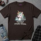 "Therapy? I Prefer Chaos." Unicorn T-Shirt