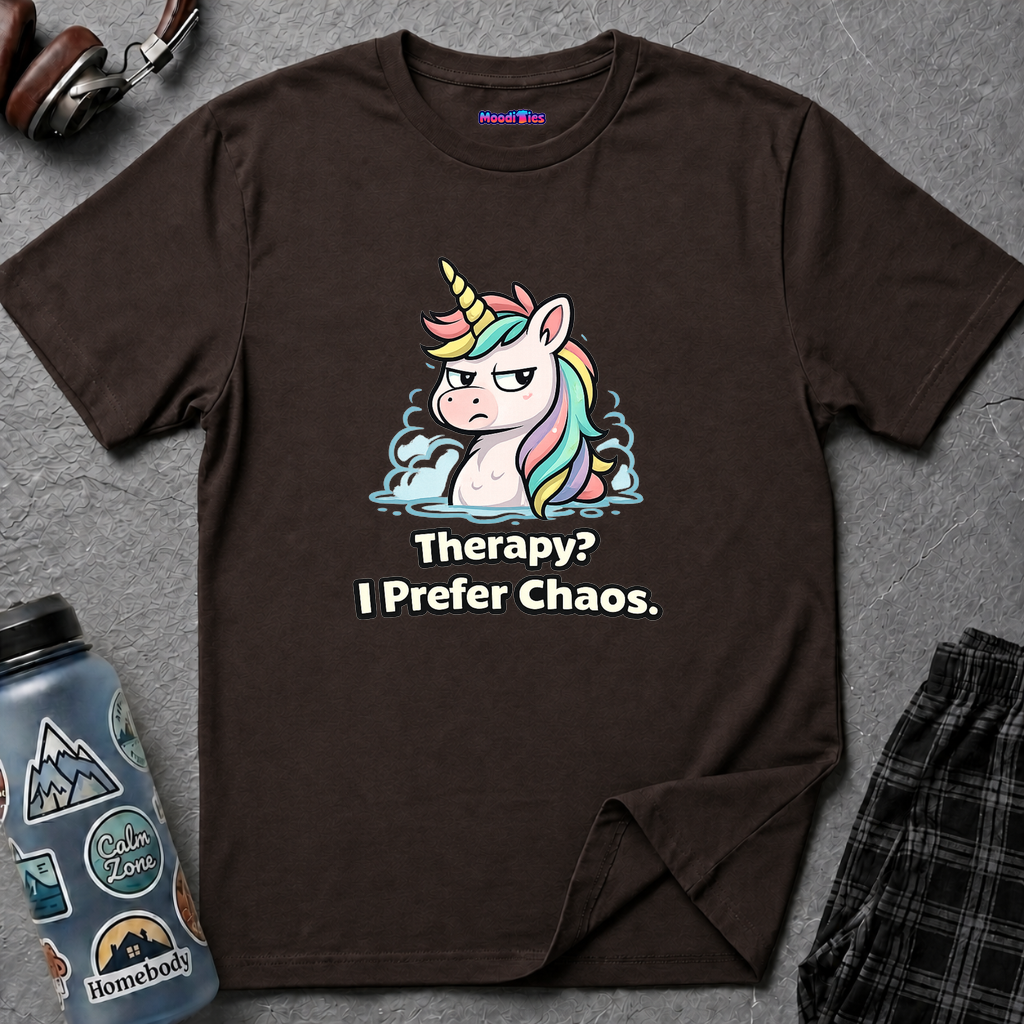 "Therapy? I Prefer Chaos." Unicorn T-Shirt
