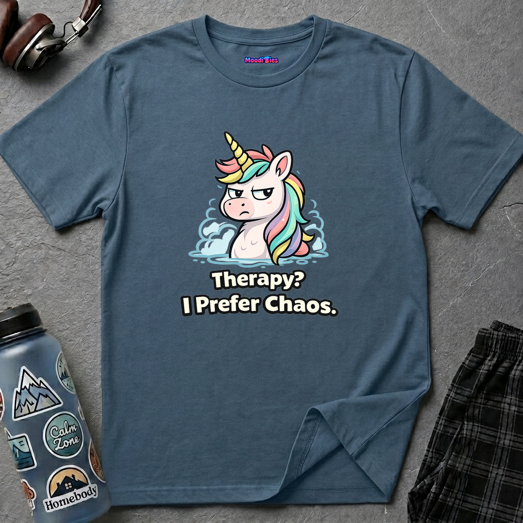 "Therapy? I Prefer Chaos." Unicorn T-Shirt