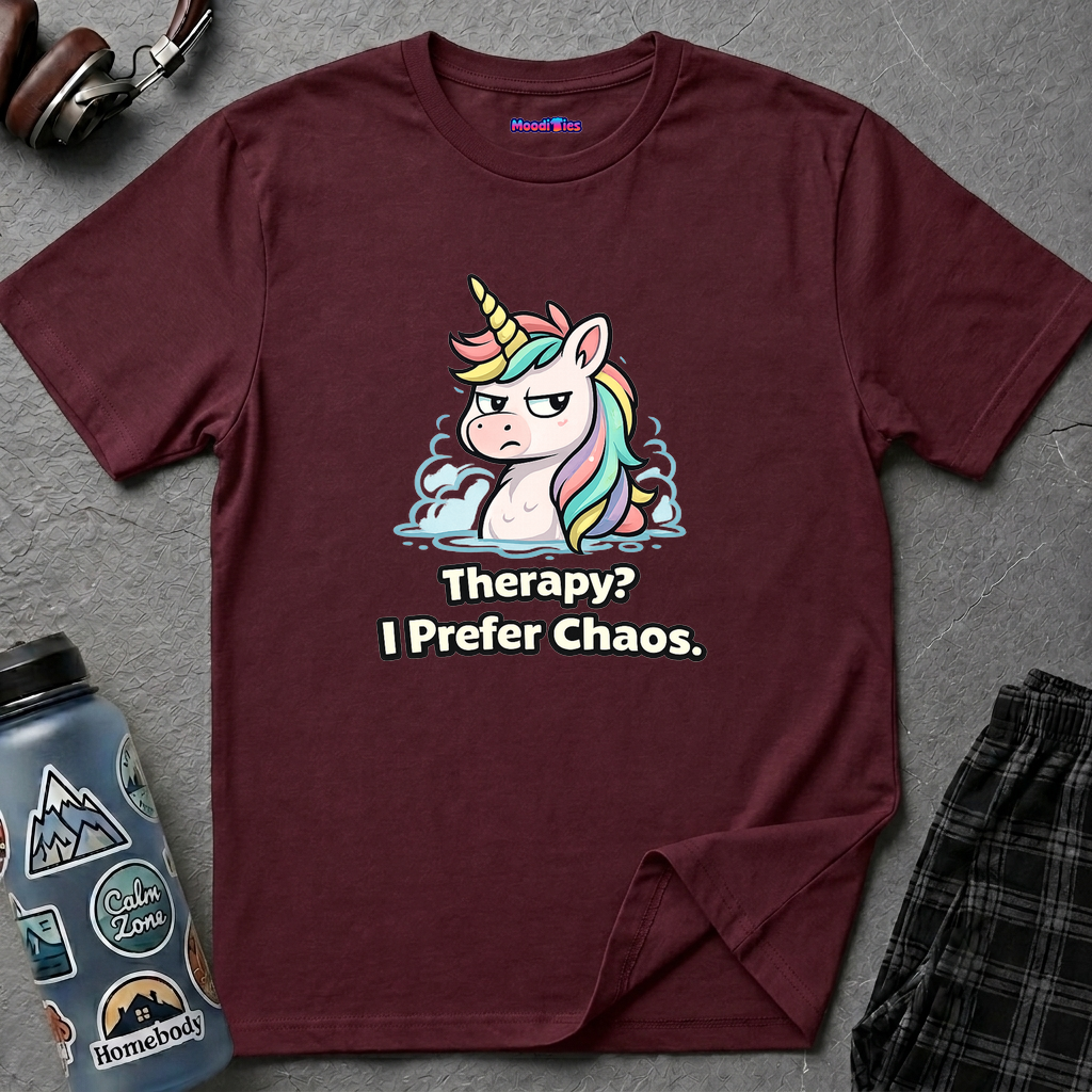 "Therapy? I Prefer Chaos." Unicorn T-Shirt