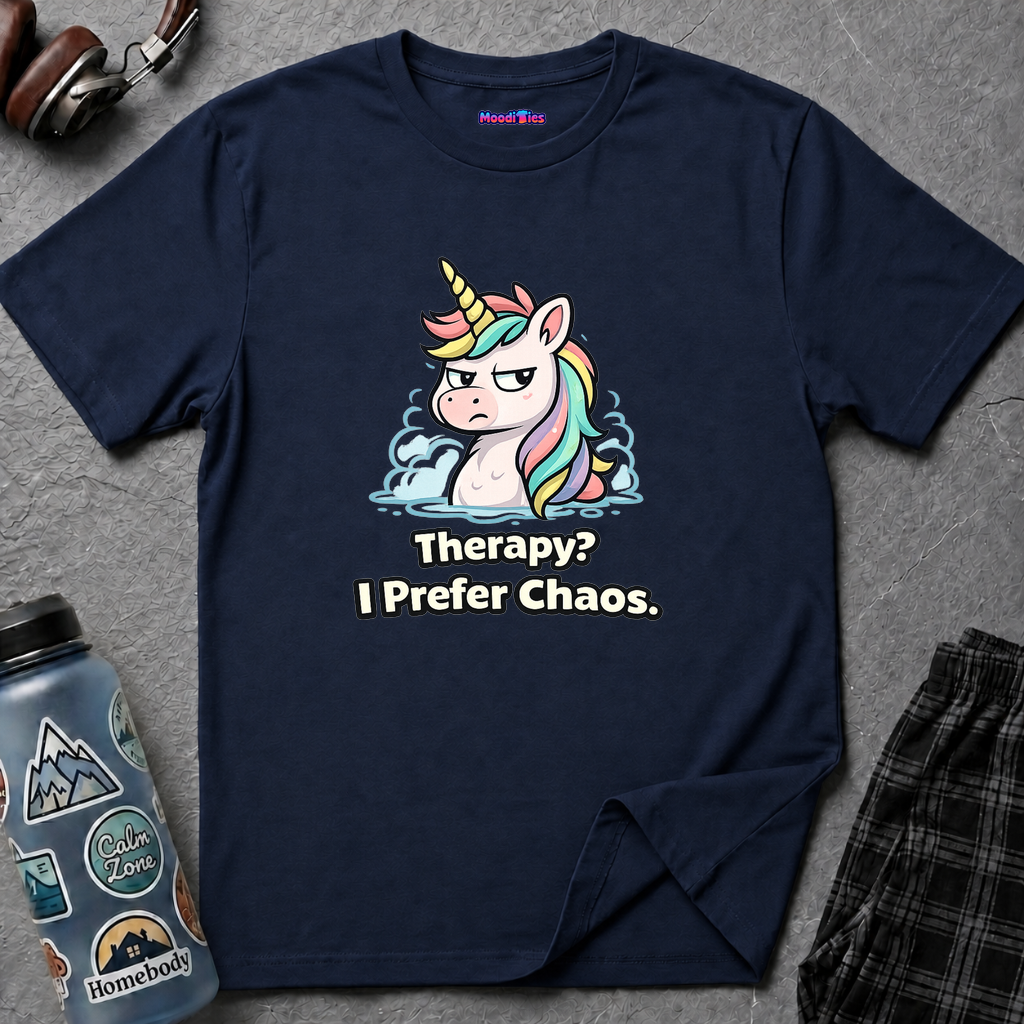 "Therapy? I Prefer Chaos." Unicorn T-Shirt