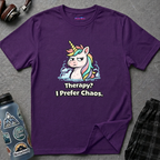 "Therapy? I Prefer Chaos." Unicorn T-Shirt