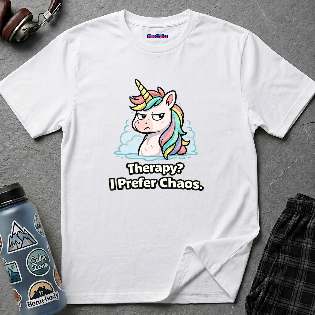 "Therapy? I Prefer Chaos." Unicorn T-Shirt