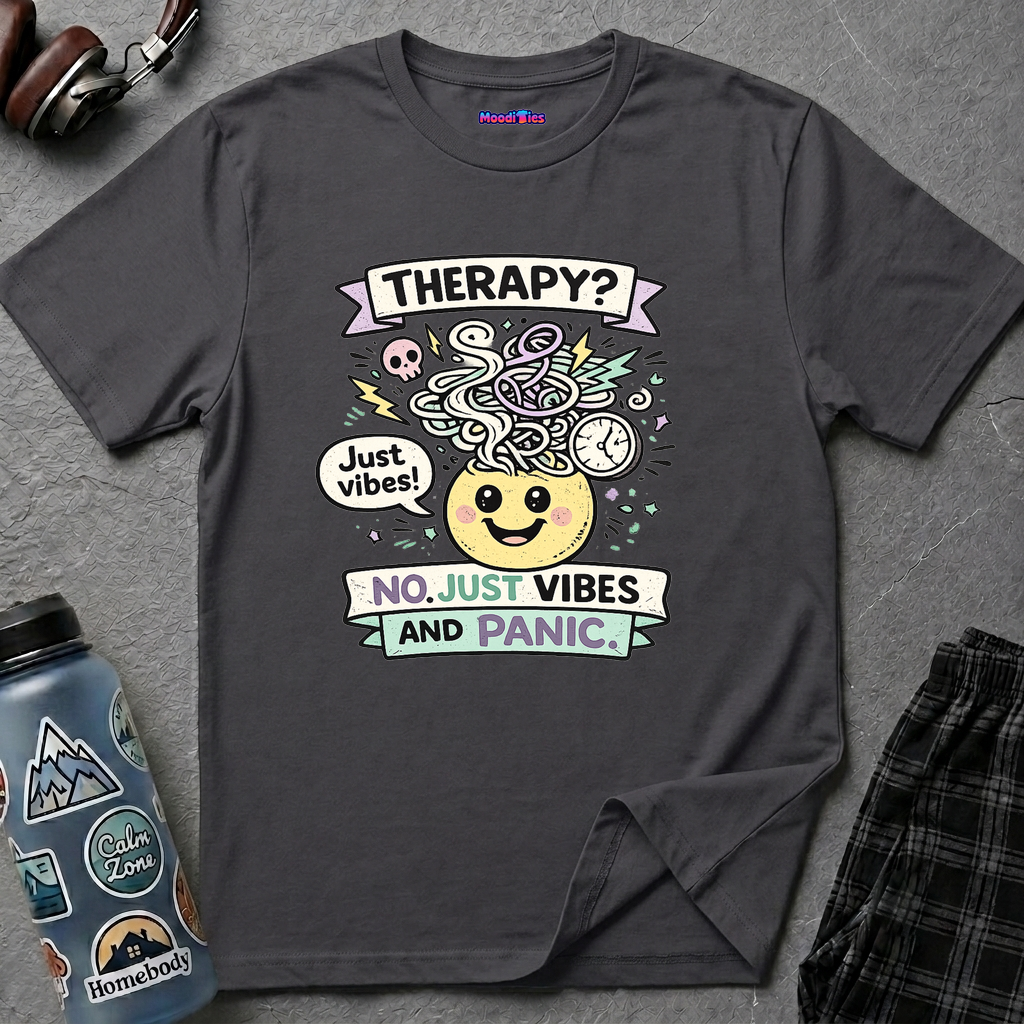 "Therapy? No. Just Vibes and Panic" T-Shirt