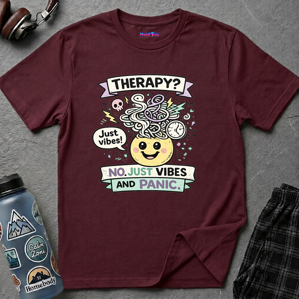 "Therapy? No. Just Vibes and Panic" T-Shirt