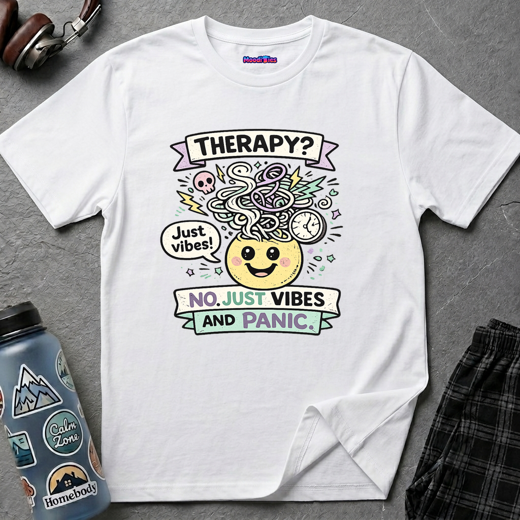 "Therapy? No. Just Vibes and Panic" T-Shirt