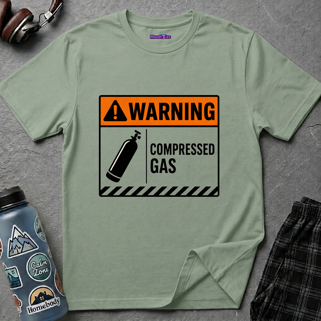 "Warning: Compressed Gas" Warning Sign T-Shirt