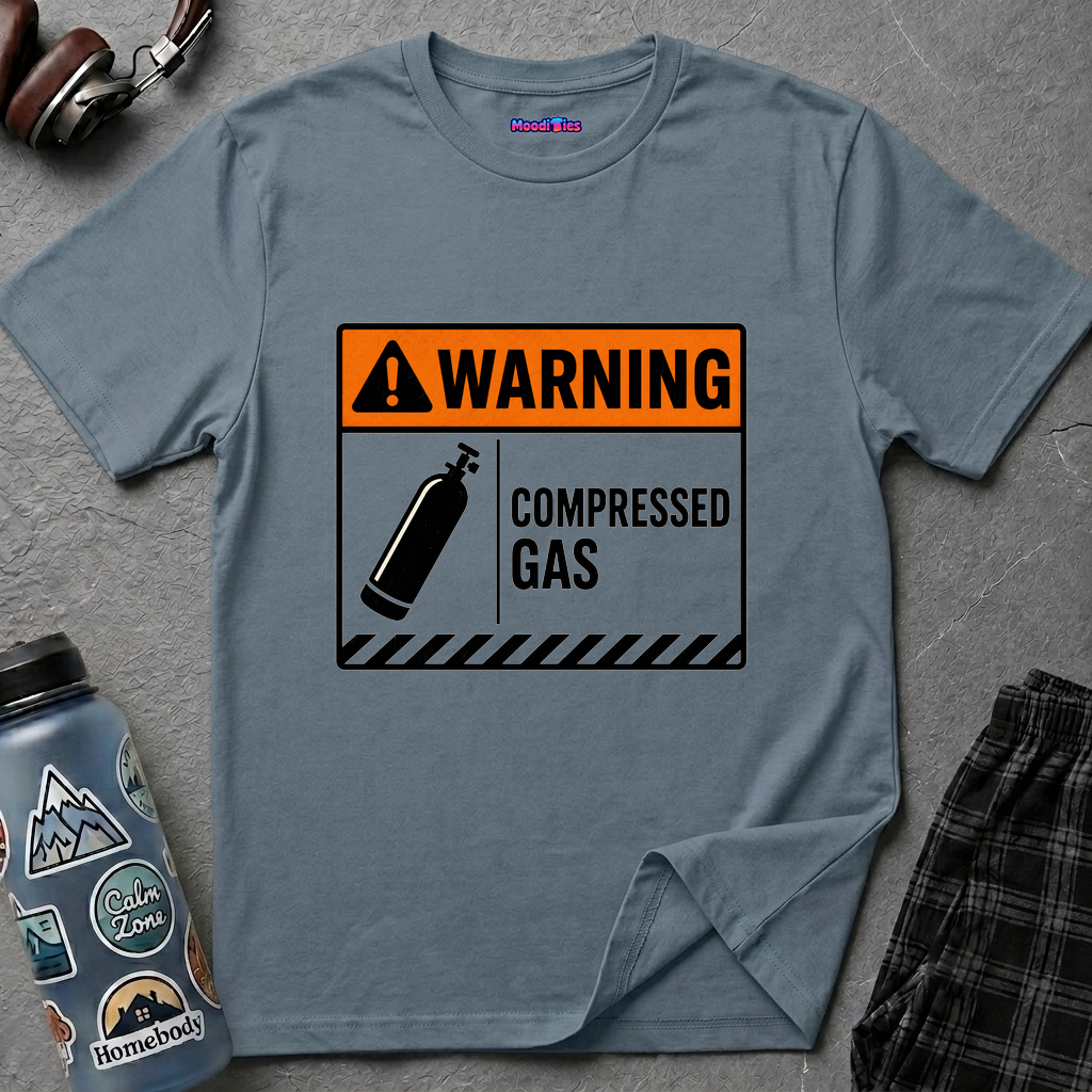 "Warning: Compressed Gas" Warning Sign T-Shirt
