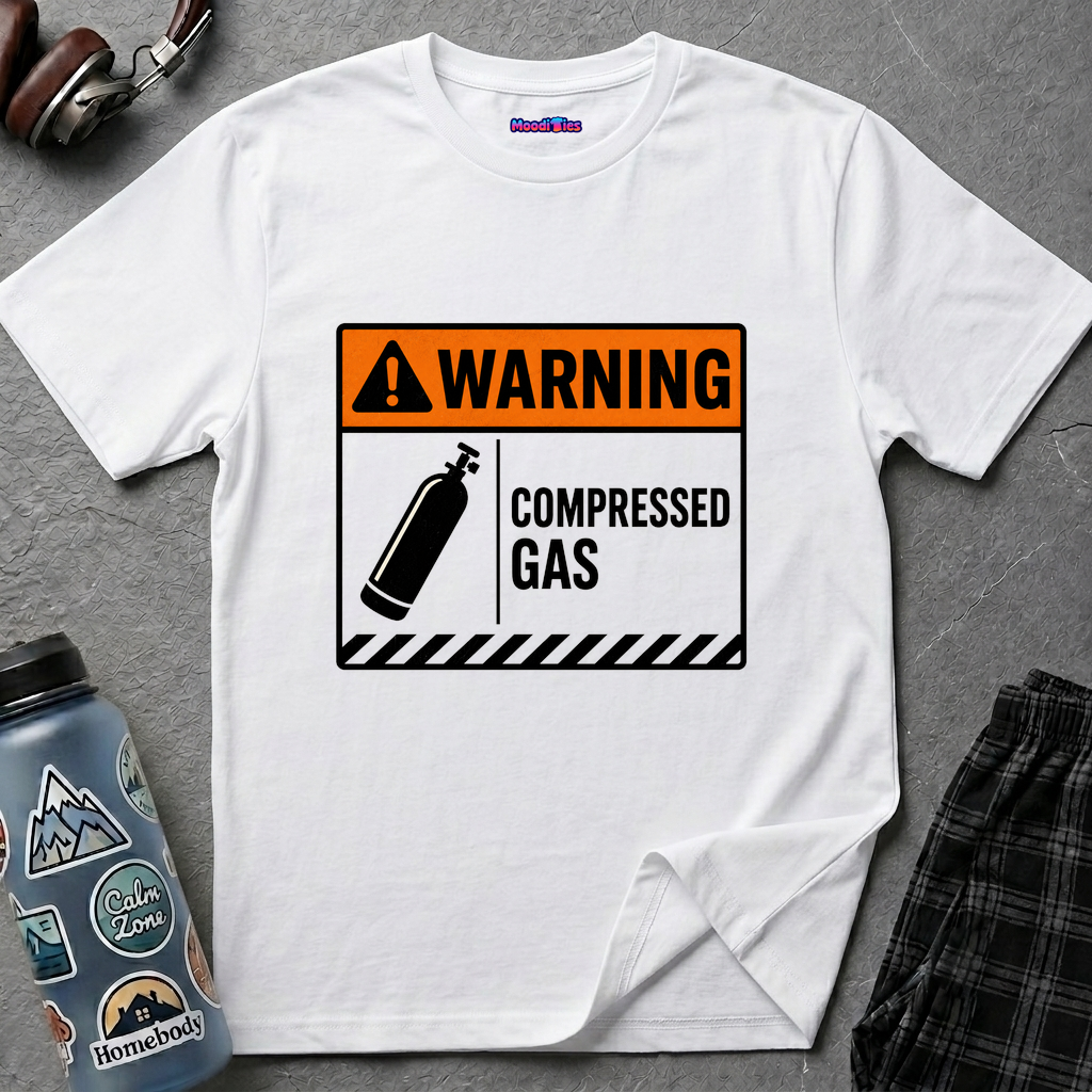 "Warning: Compressed Gas" Warning Sign T-Shirt