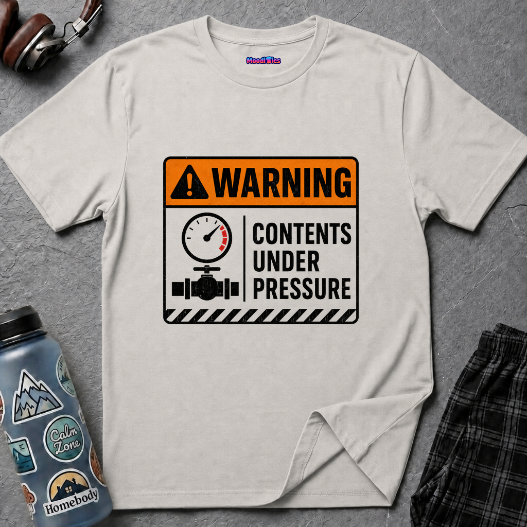 "Warning: Contents Under Pressure" Warning Sign T-Shirt