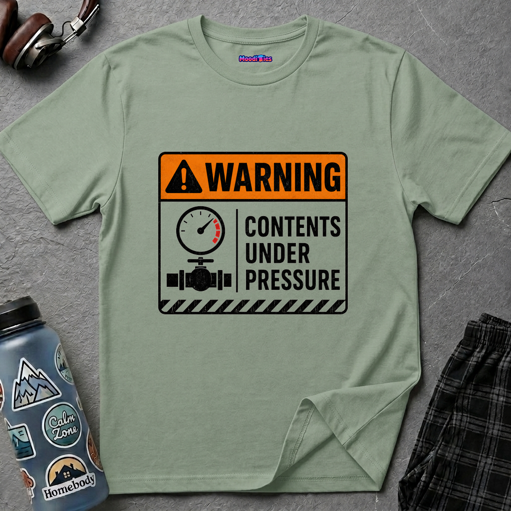"Warning: Contents Under Pressure" Warning Sign T-Shirt