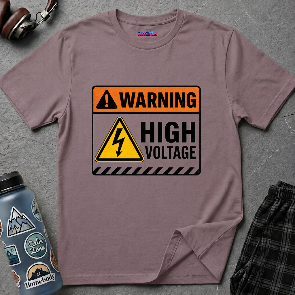 "Warning: High Voltage" Warning Sign T-Shirt
