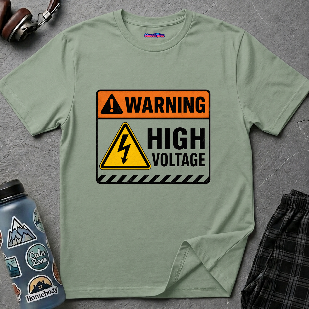 "Warning: High Voltage" Warning Sign T-Shirt