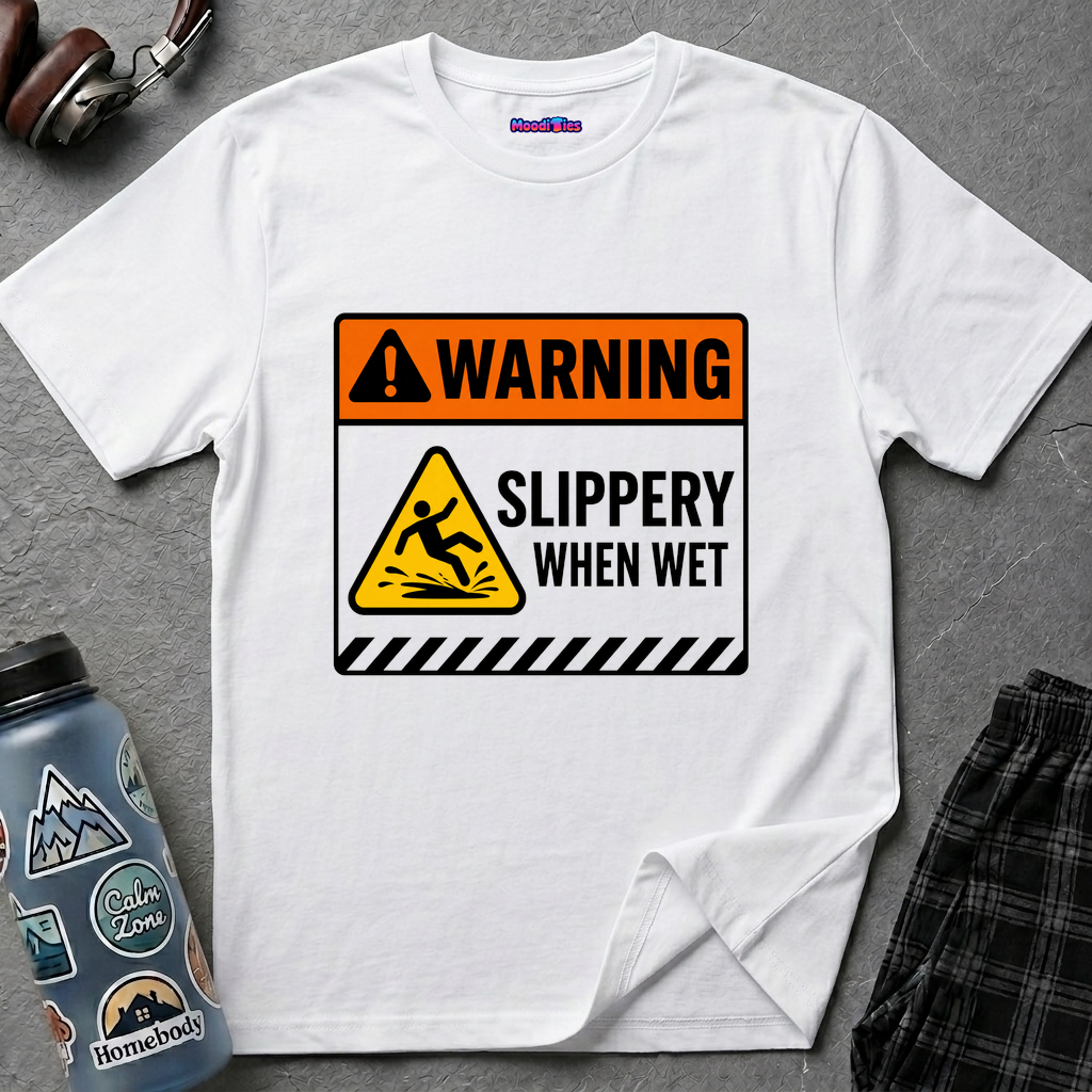 "Warning: Slippery When Wet" Warning Sign T-Shirt