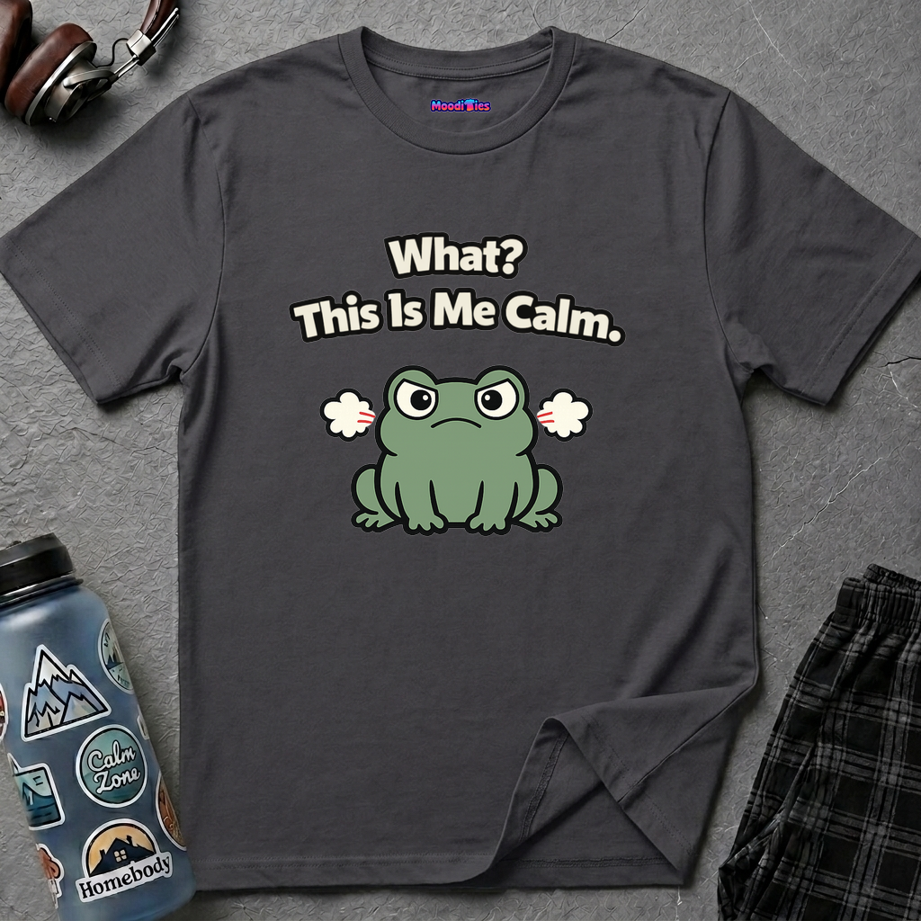 "What? This Is Me Calm." Cranky Frog T-Shirt