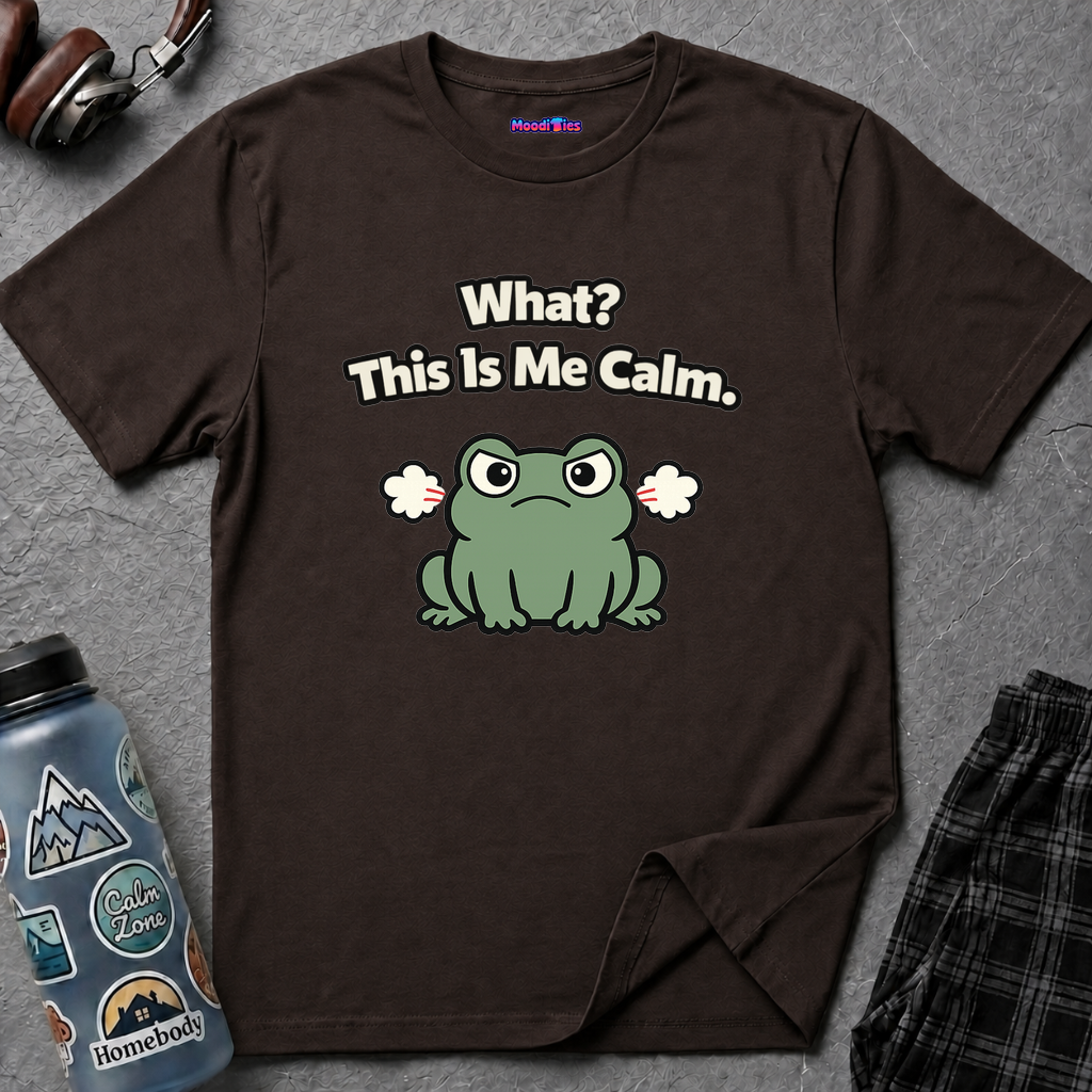 "What? This Is Me Calm." Cranky Frog T-Shirt