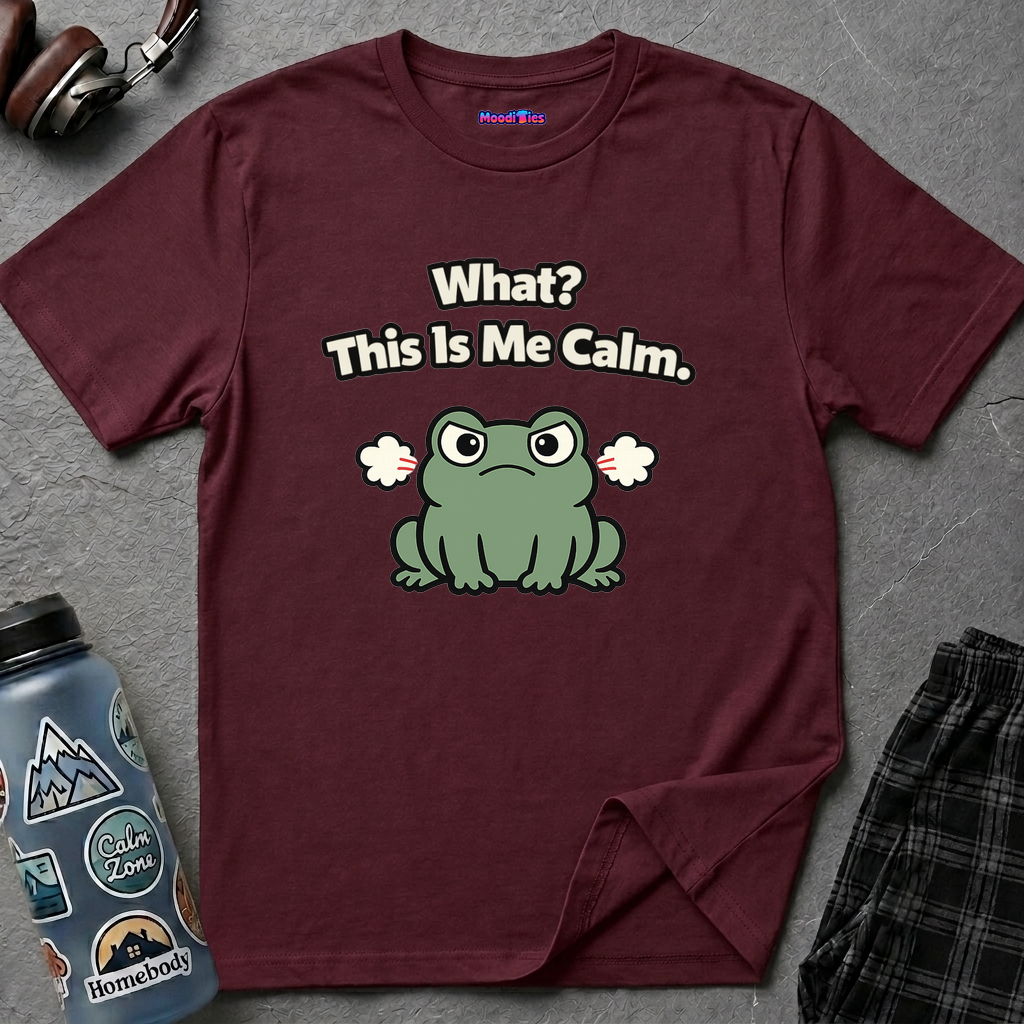 "What? This Is Me Calm." Cranky Frog T-Shirt