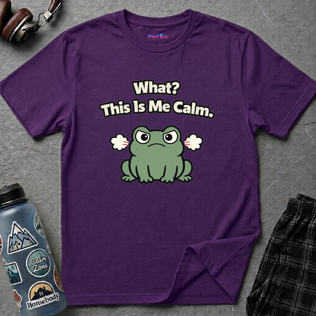 "What? This Is Me Calm." Cranky Frog T-Shirt
