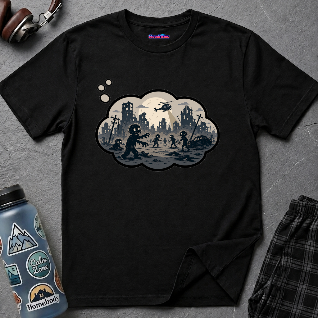 Zombie Apocalypse Anxiety Thought Bubble T-Shirt