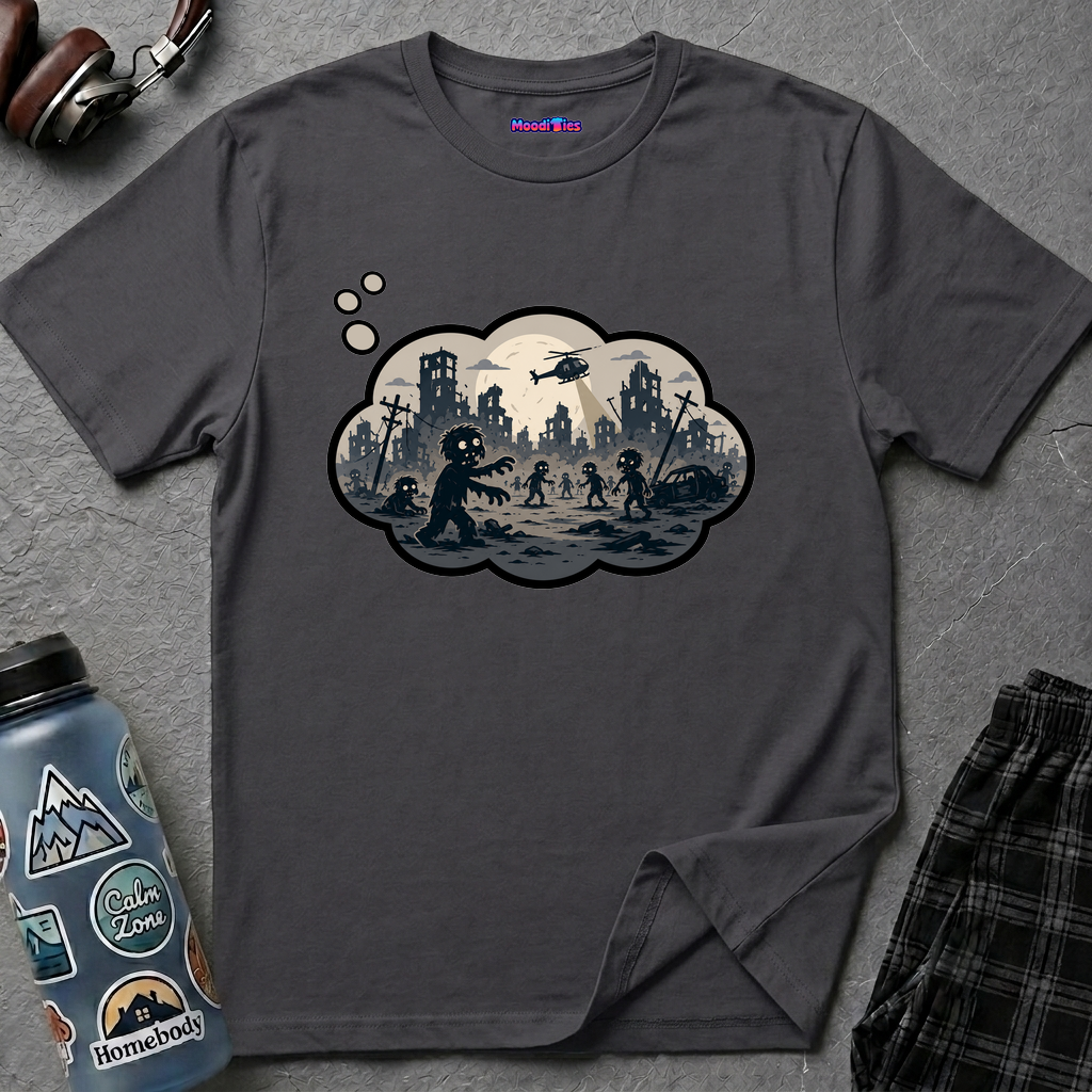 Zombie Apocalypse Anxiety Thought Bubble T-Shirt