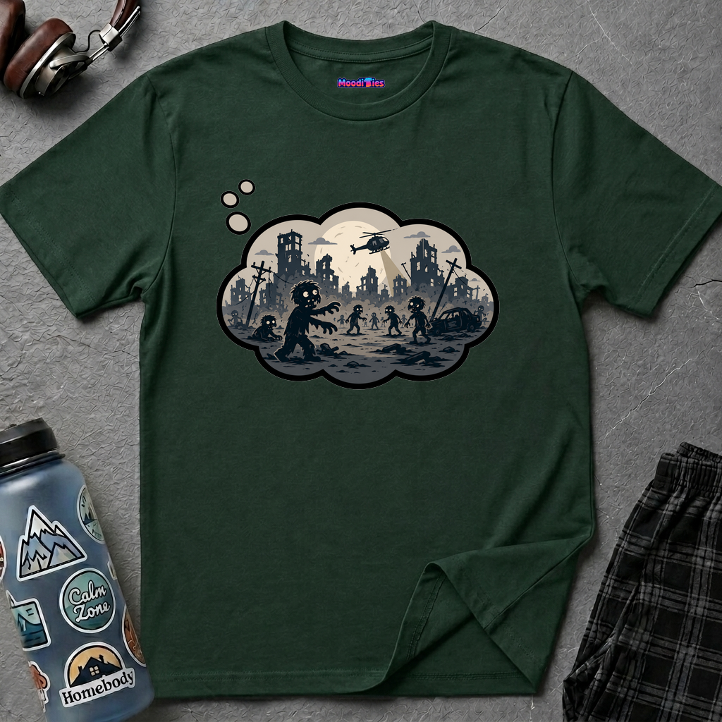 Zombie Apocalypse Anxiety Thought Bubble T-Shirt