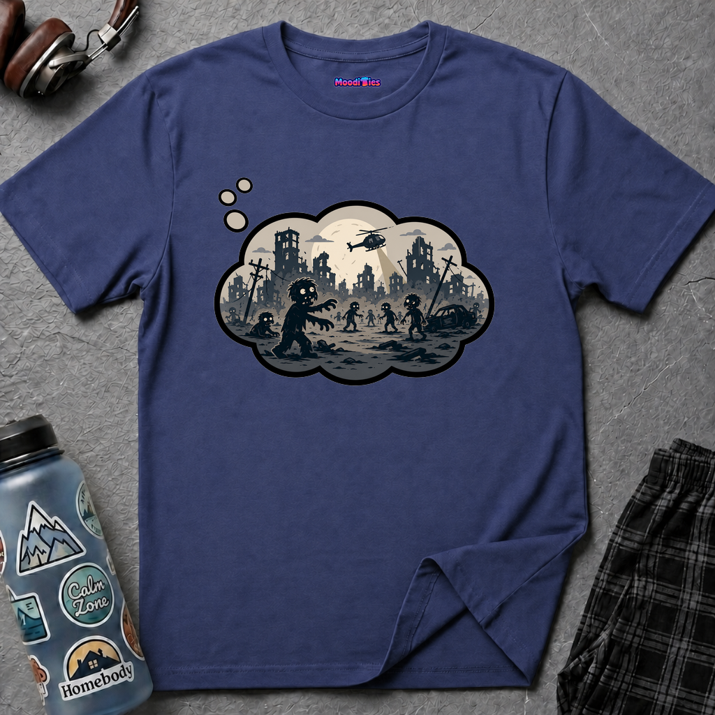 Zombie Apocalypse Anxiety Thought Bubble T-Shirt