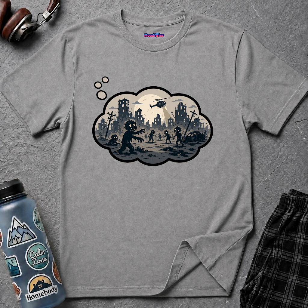 Zombie Apocalypse Anxiety Thought Bubble T-Shirt