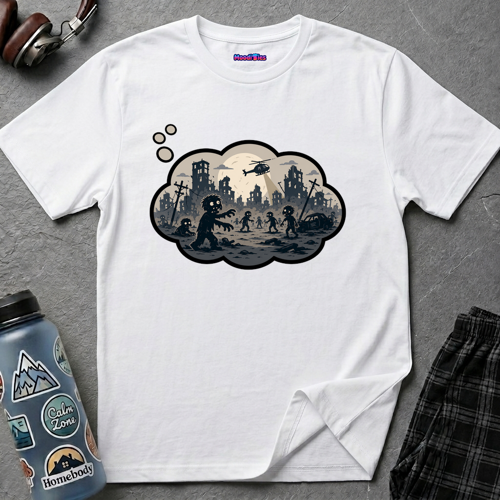 Zombie Apocalypse Anxiety Thought Bubble T-Shirt